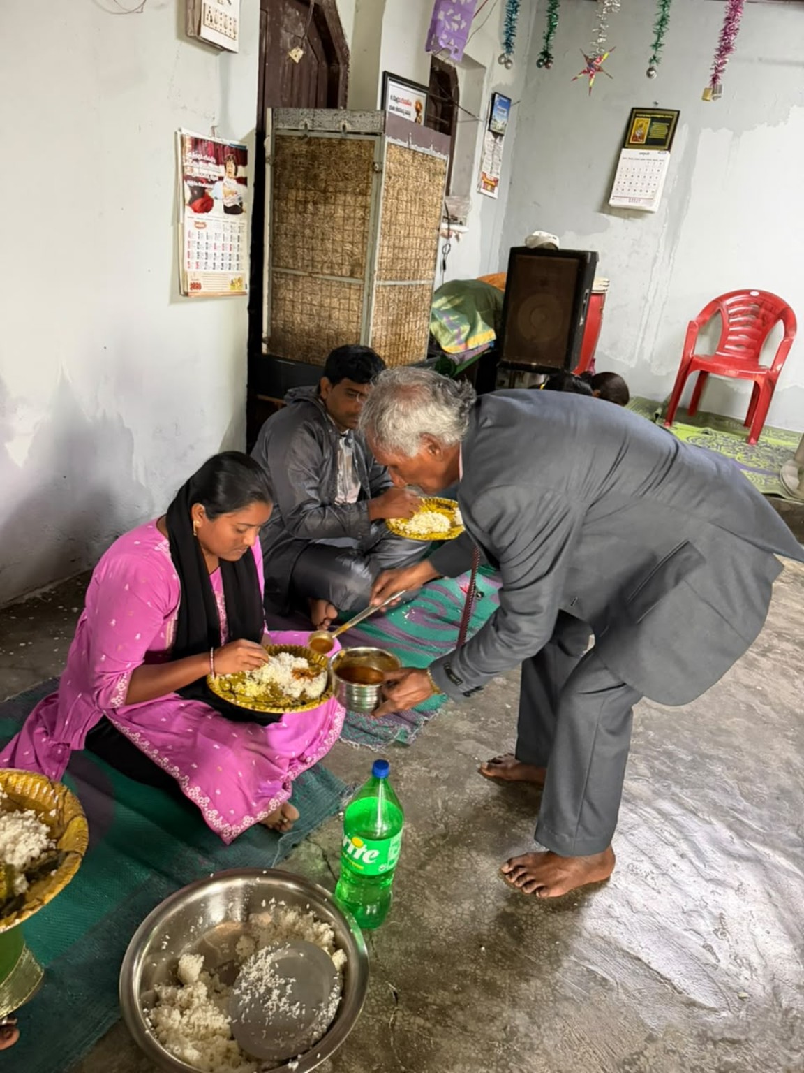 Community members gathered during a trust activity